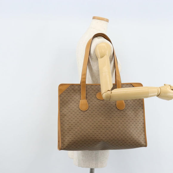 GUCCI Micro GG Supreme Tote Bag PVC Beige Gold Auth ki6459