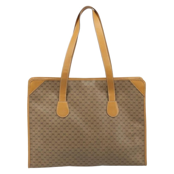 GUCCI Micro GG Supreme Tote Bag PVC Beige Gold Auth ki6459