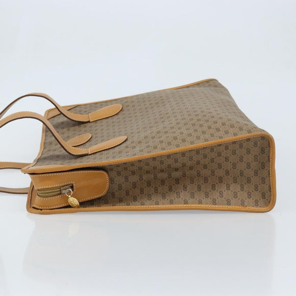 GUCCI Micro GG Supreme Tote Bag PVC Beige Gold Auth ki6459