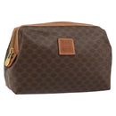 CELINE Macadam Canvas Pouch PVC Leather Brown Gold Auth ki6463-1