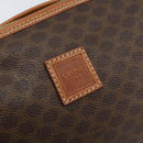 CELINE Macadam Canvas Pouch PVC Leather Brown Gold Auth ki6463-8