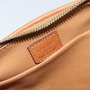 CELINE Macadam Canvas Pouch PVC Leather Brown Gold Auth ki6463-10