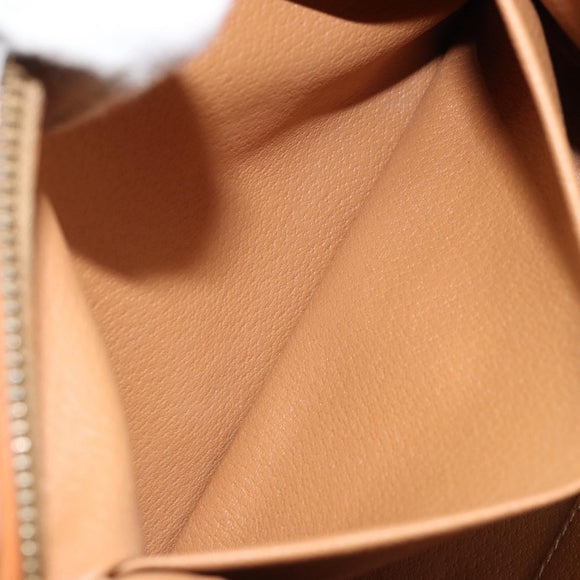 CELINE Macadam Canvas Pouch PVC Leather Brown Gold Auth ki6463