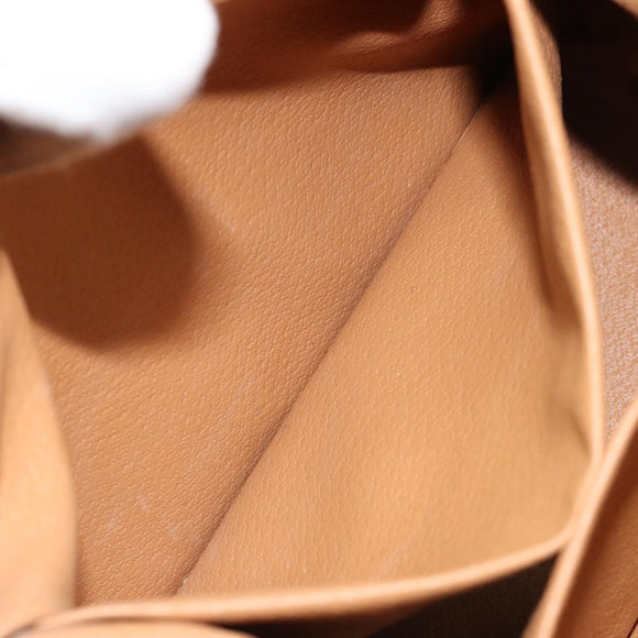 CELINE Macadam Canvas Pouch PVC Leather Brown Gold Auth ki6463