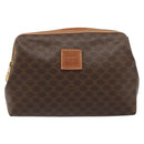 CELINE Macadam Canvas Pouch PVC Leather Brown Gold Auth ki6463-13