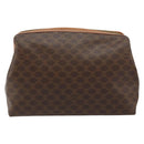 CELINE Macadam Canvas Pouch PVC Leather Brown Gold Auth ki6463-2
