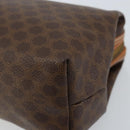 CELINE Macadam Canvas Pouch PVC Leather Brown Gold Auth ki6463-7