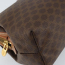 CELINE Macadam Canvas Pouch PVC Leather Brown Gold Auth ki6463-14