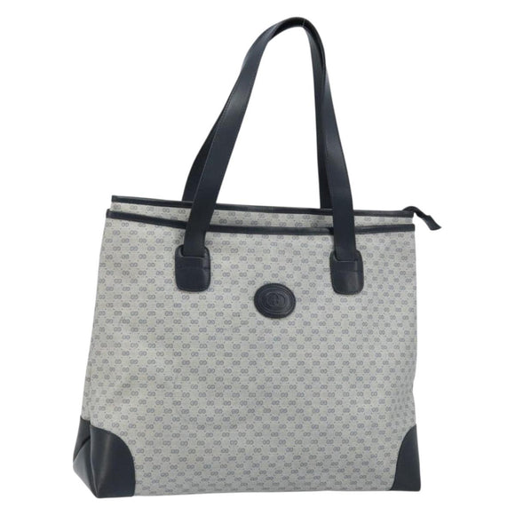 GUCCI Micro GG Supreme Tote Bag PVC Navy Gold Auth ki6466