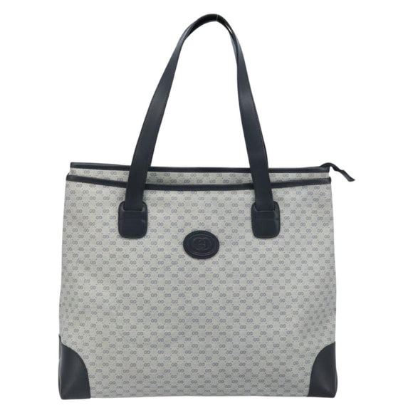 GUCCI Micro GG Supreme Tote Bag PVC Navy Gold Auth ki6466