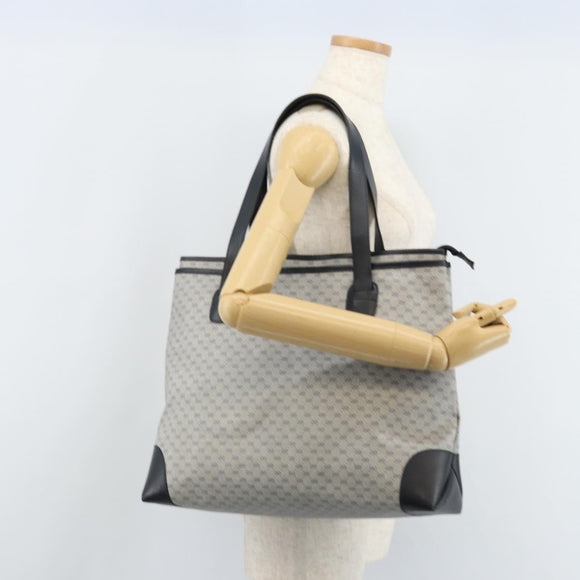 GUCCI Micro GG Supreme Tote Bag PVC Navy Gold Auth ki6466