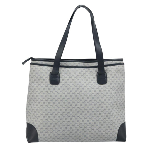 GUCCI Micro GG Supreme Tote Bag PVC Navy Gold Auth ki6466