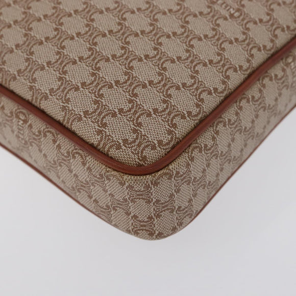 CELINE Macadam Canvas Clutch Bag PVC Leather Beige Gold Auth ki6467