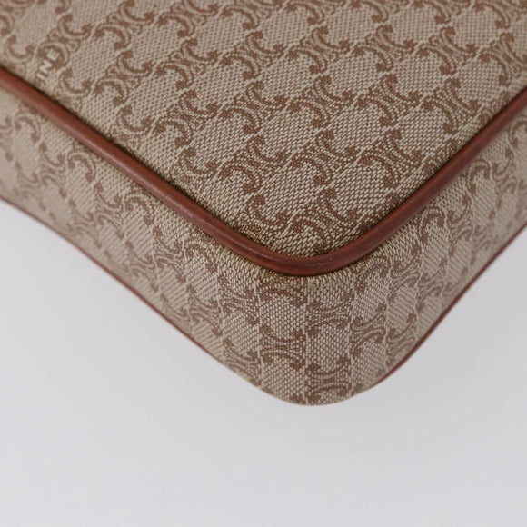 CELINE Macadam Canvas Clutch Bag PVC Leather Beige Gold Auth ki6467