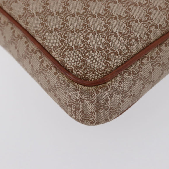 CELINE Macadam Canvas Clutch Bag PVC Leather Beige Gold Auth ki6467