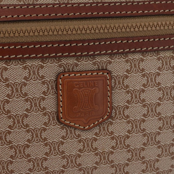 CELINE Macadam Canvas Clutch Bag PVC Leather Beige Gold Auth ki6467