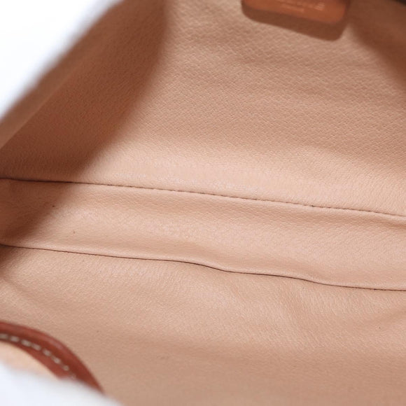 CELINE Macadam Canvas Clutch Bag PVC Leather Beige Gold Auth ki6467