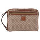 CELINE Macadam Canvas Clutch Bag PVC Leather Beige Gold Auth ki6467-13