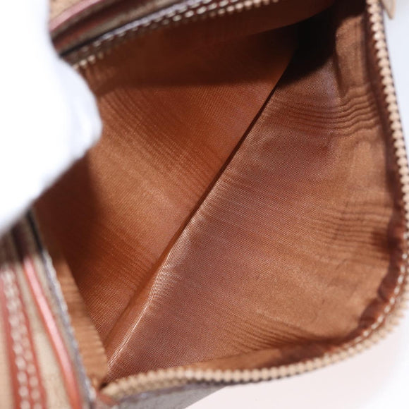 CELINE Macadam Canvas Clutch Bag PVC Leather Beige Gold Auth ki6467