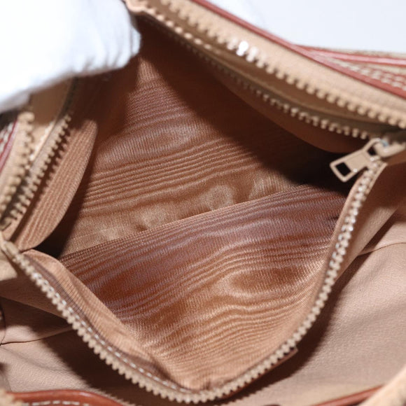 CELINE Macadam Canvas Clutch Bag PVC Leather Beige Gold Auth ki6467