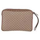 CELINE Macadam Canvas Clutch Bag PVC Leather Beige Gold Auth ki6467-2