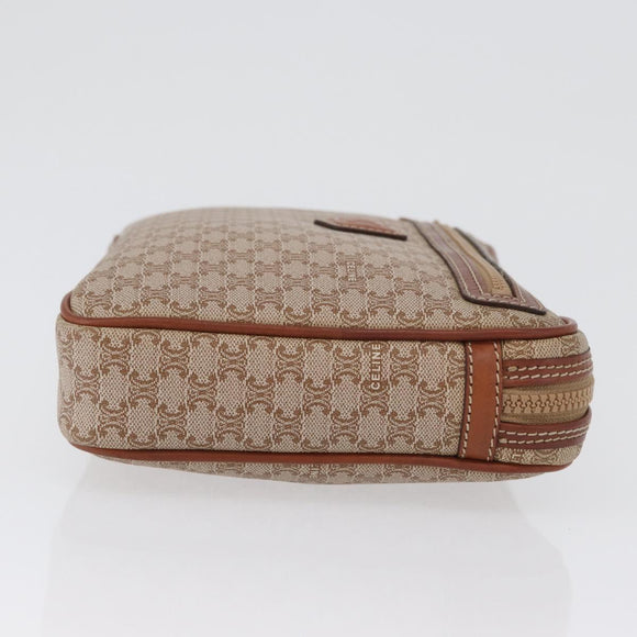 CELINE Macadam Canvas Clutch Bag PVC Leather Beige Gold Auth ki6467