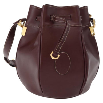 CARTIER Must Line Shoulder Bag Leather Bordeaux Gold Auth ki6471A - 0