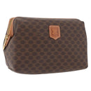 CELINE Macadam Canvas Pouch PVC Leather Brown Gold Auth ki6473-1