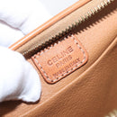 CELINE Macadam Canvas Pouch PVC Leather Brown Gold Auth ki6473-9