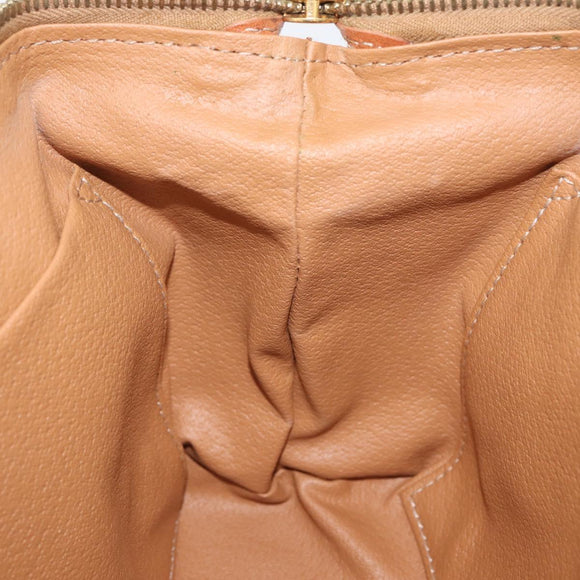 CELINE Macadam Canvas Pouch PVC Leather Brown Gold Auth ki6473
