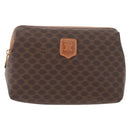 CELINE Macadam Canvas Pouch PVC Leather Brown Gold Auth ki6473-13