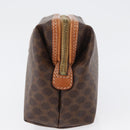 CELINE Macadam Canvas Pouch PVC Leather Brown Gold Auth ki6473-3