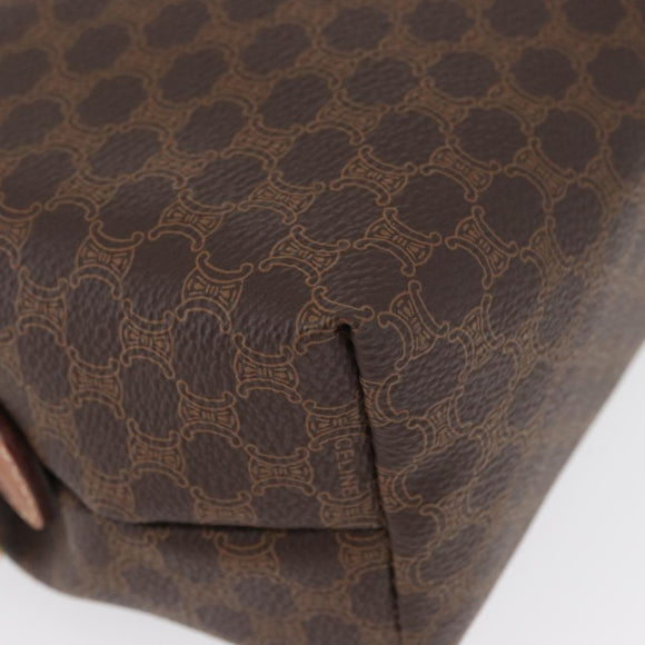 CELINE Macadam Canvas Pouch PVC Leather Brown Gold Auth ki6473