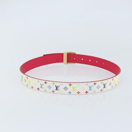 LOUIS VUITTON Monogram Multicolor Ceinture Carre Belt White LV Auth ki6477 - 0