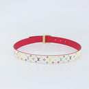 LOUIS VUITTON Monogram Multicolor Ceinture Carre Gürtel Weiß LV Auth ki6477-2