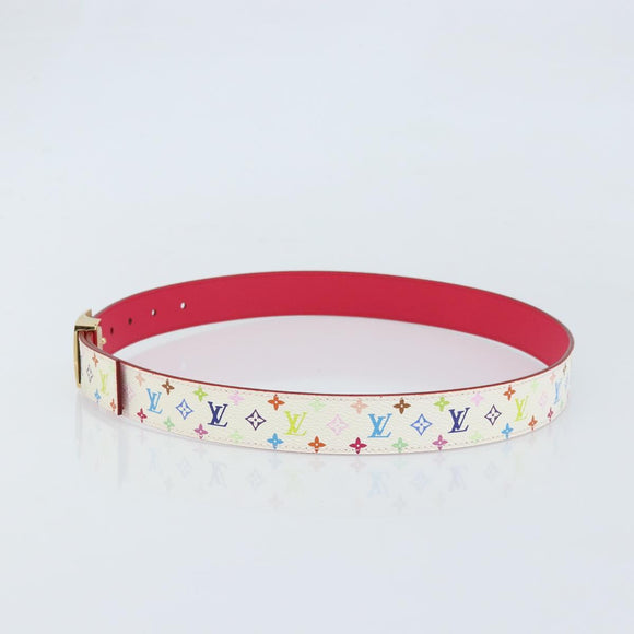 LOUIS VUITTON Monogram Multicolor Ceinture Carre Gürtel Weiß LV Auth ki6477