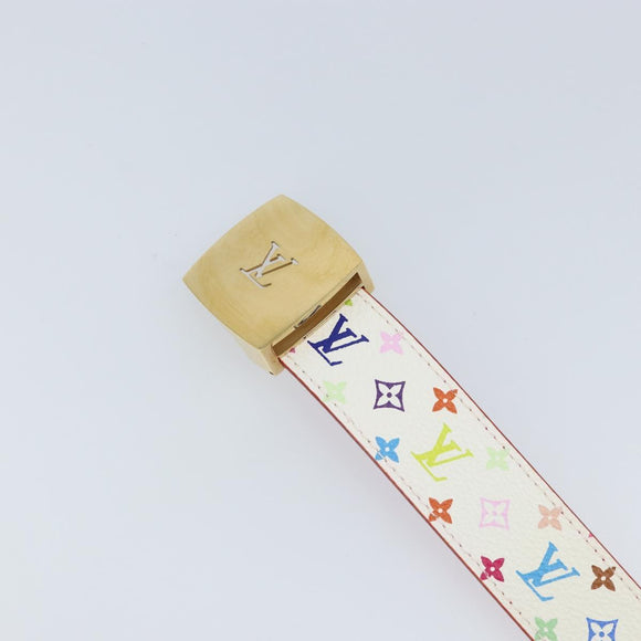 LOUIS VUITTON Monogram Multicolor Ceinture Carre Gürtel Weiß LV Auth ki6477