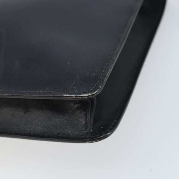 CELINE Shoulder Bag Leather Black Gold Auth ki6485