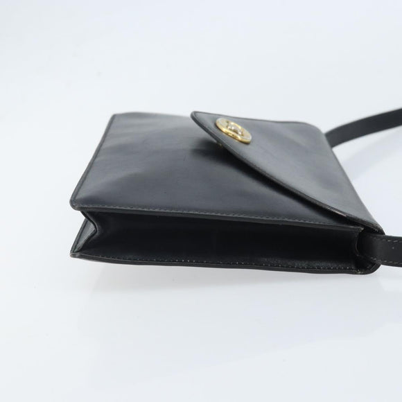 CELINE Shoulder Bag Leather Black Gold Auth ki6485
