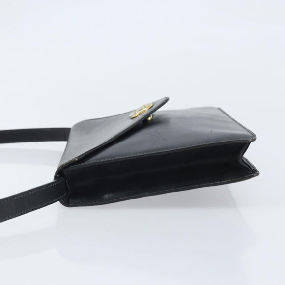 CELINE Shoulder Bag Leather Black Gold Auth ki6485
