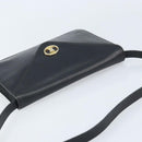 CELINE Shoulder Bag Leather Black Gold Auth ki6485-6