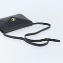 CELINE Shoulder Bag Leather Black Gold Auth ki6485-7