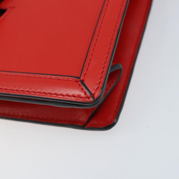 LOEWE Shoulder Bag Leather Red Gold Auth ki6486