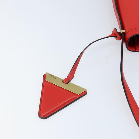 LOEWE Shoulder Bag Leather Red Gold Auth ki6486
