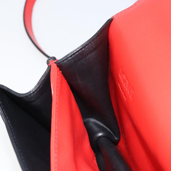 LOEWE Shoulder Bag Leather Red Gold Auth ki6486