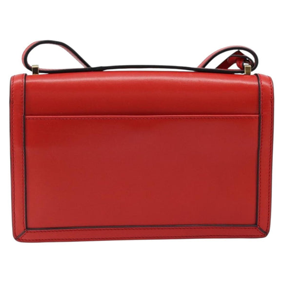 LOEWE Shoulder Bag Leather Red Gold Auth ki6486