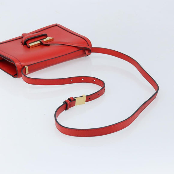 LOEWE Shoulder Bag Leather Red Gold Auth ki6486