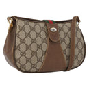 GUCCI Web Sherry Line GG Supreme Bag PVC Beige Gold 66 02 024 Auth ki6488-1