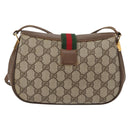 GUCCI Web Sherry Line GG Supreme Bag PVC Beige Gold 66 02 024 Auth ki6488-3