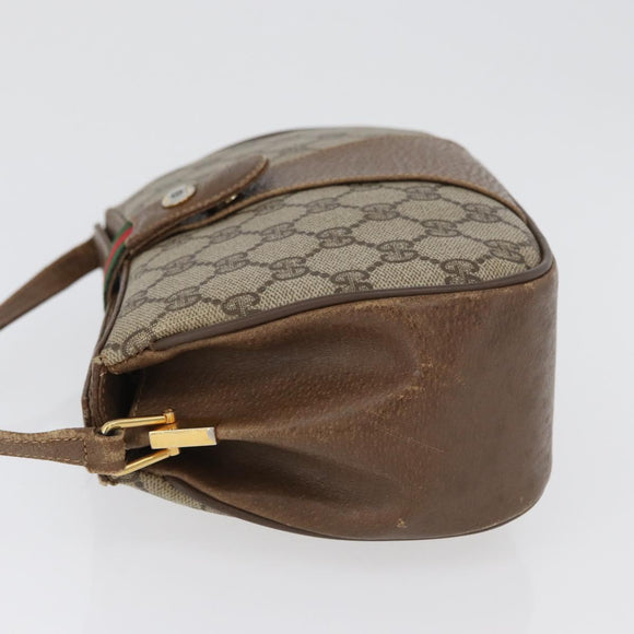 GUCCI Web Sherry Line GG Supreme Bag PVC Beige Gold 66 02 024 Auth ki6488